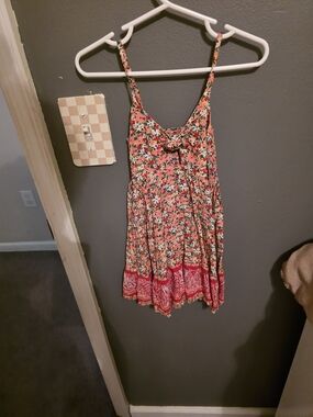 Maaji Girls Floral Spaghetti-Strap Dress in Coral and Pink